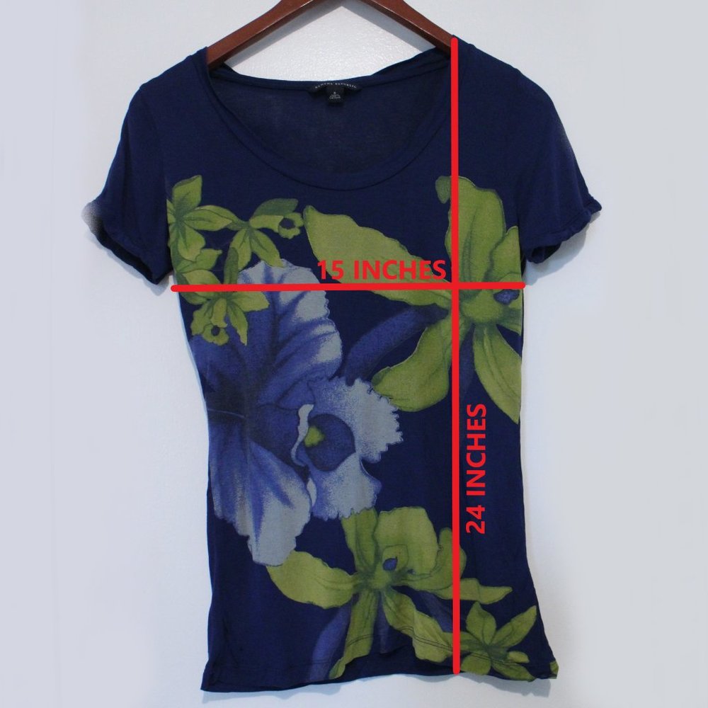 BANANA REPUBLIC, FLORAL PRINT, V NECK, SHORT SLEEVE TEE, SIZE SMALL - Picture 7 of 7